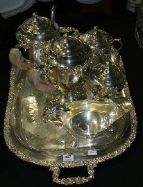 Appraisal: A silver plated tea and coffee service including a coffee