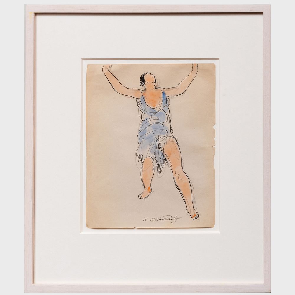 Appraisal: Abraham Walkowitz - Isadora Duncan Ink and watercolor on paper