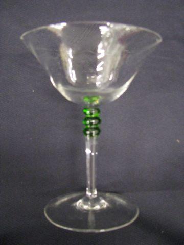 Appraisal: Set of Steuben Art Glass Wines emerald decoration on stems