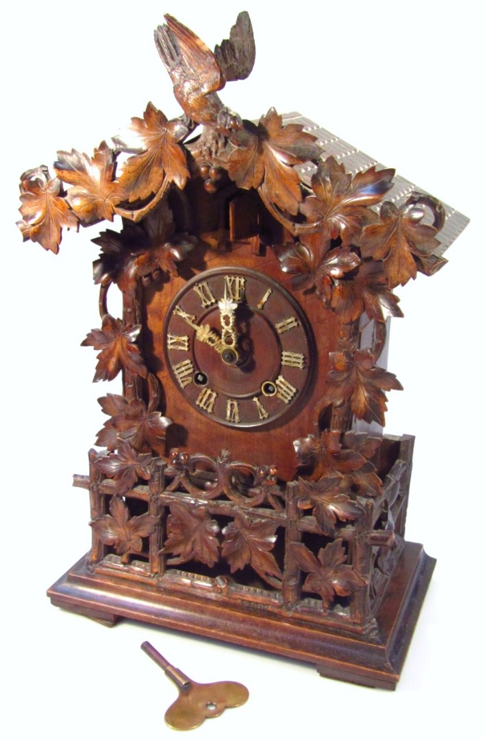 Appraisal: A thC Black Forest cuckoo clock the cm dia the