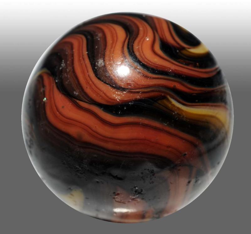 Appraisal: Christensen Agate Flame Marble Description Original surface Yellow base with