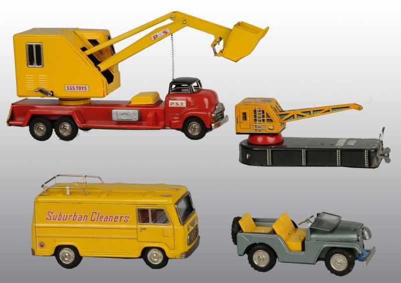 Appraisal: Lot of Tin Litho Vehicle Toys Description Japanese Working Includes