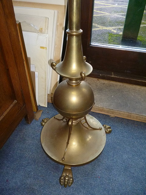 Appraisal: A VICTORIAN BRASS ADJUSTABLE LAMP STANDARD later converted for electric