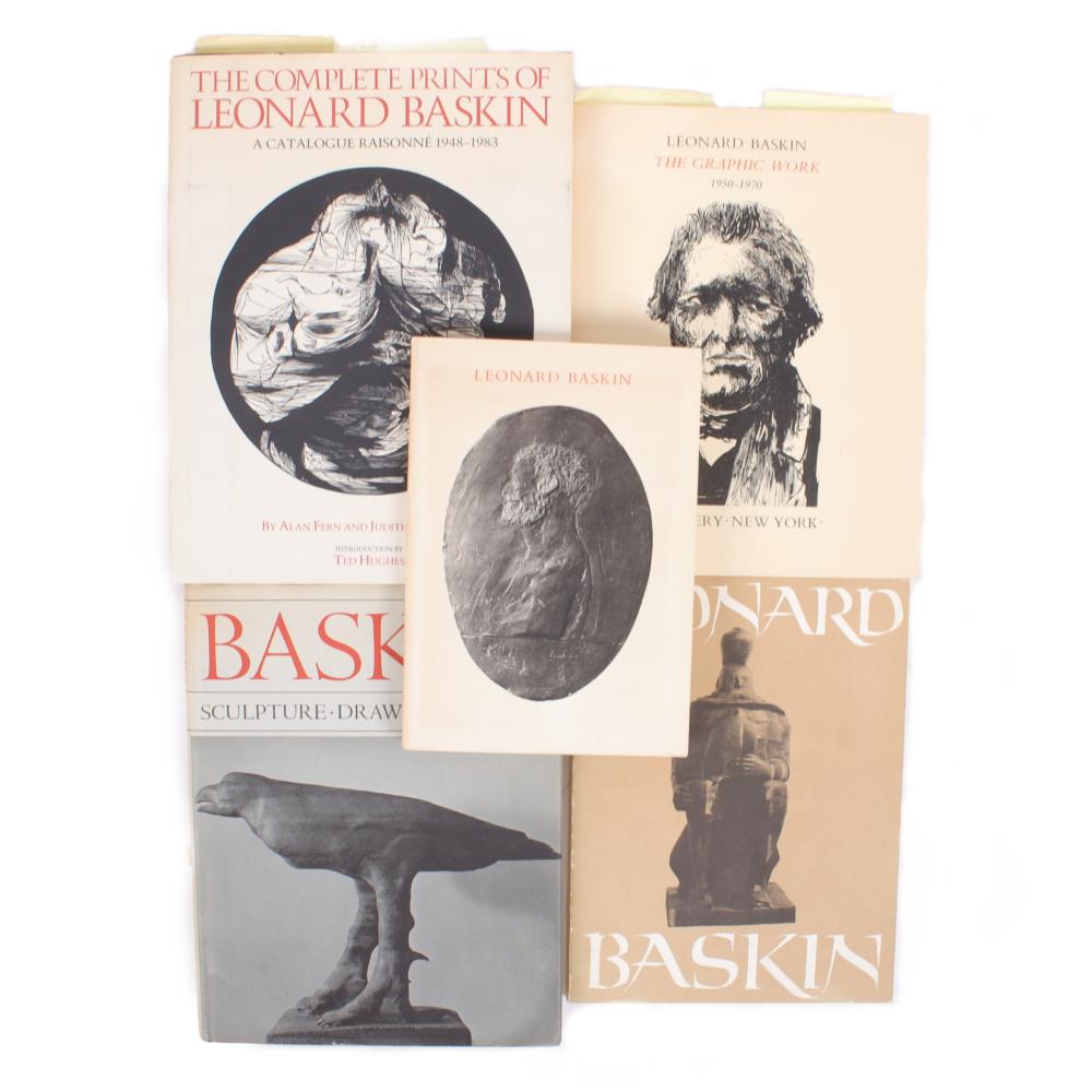 Appraisal: LEONARD BASKIN FIVE ARTIST MONOGRAPH BOOKS CATALOGUE RAISONNE EXHIBITION CATALOGS