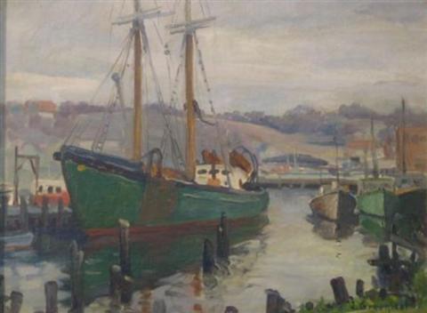 Appraisal: JACOB I GREENLEAF AMERICAN - IN PORT GLOUCESTER Oil on