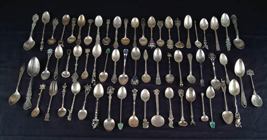 Appraisal: LOT OF STERLING AND SILVER PLATED SOUVENIR SPOONS Sizes vary