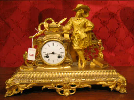 Appraisal: CONTINENTAL GILT BRONZE MANTEL CLOCK Architectural encased circular dial with