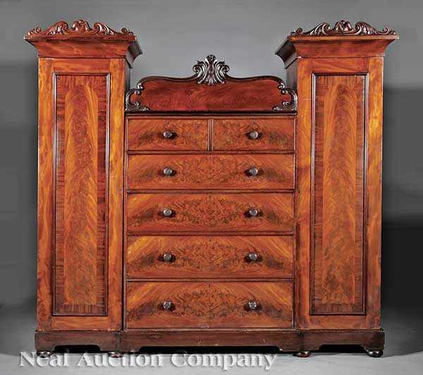 Appraisal: A William IV Carved Mahogany Wardrobe mid- th c foliate