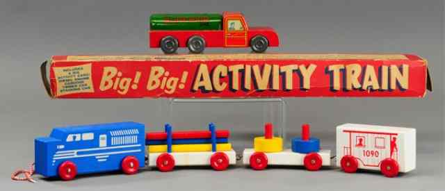 Appraisal: LOT OF TWO WOOD TOYS Includes a boxed four piece