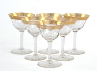 Appraisal: A SET OF CONTINENTAL GILT PAINTED CRYSTAL STEMS th century