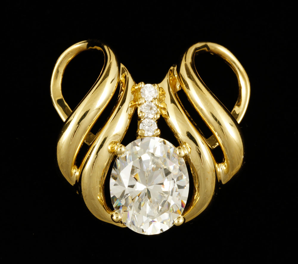 Appraisal: A - K Gold Cubic Zirconia Slide Pendant K yellow