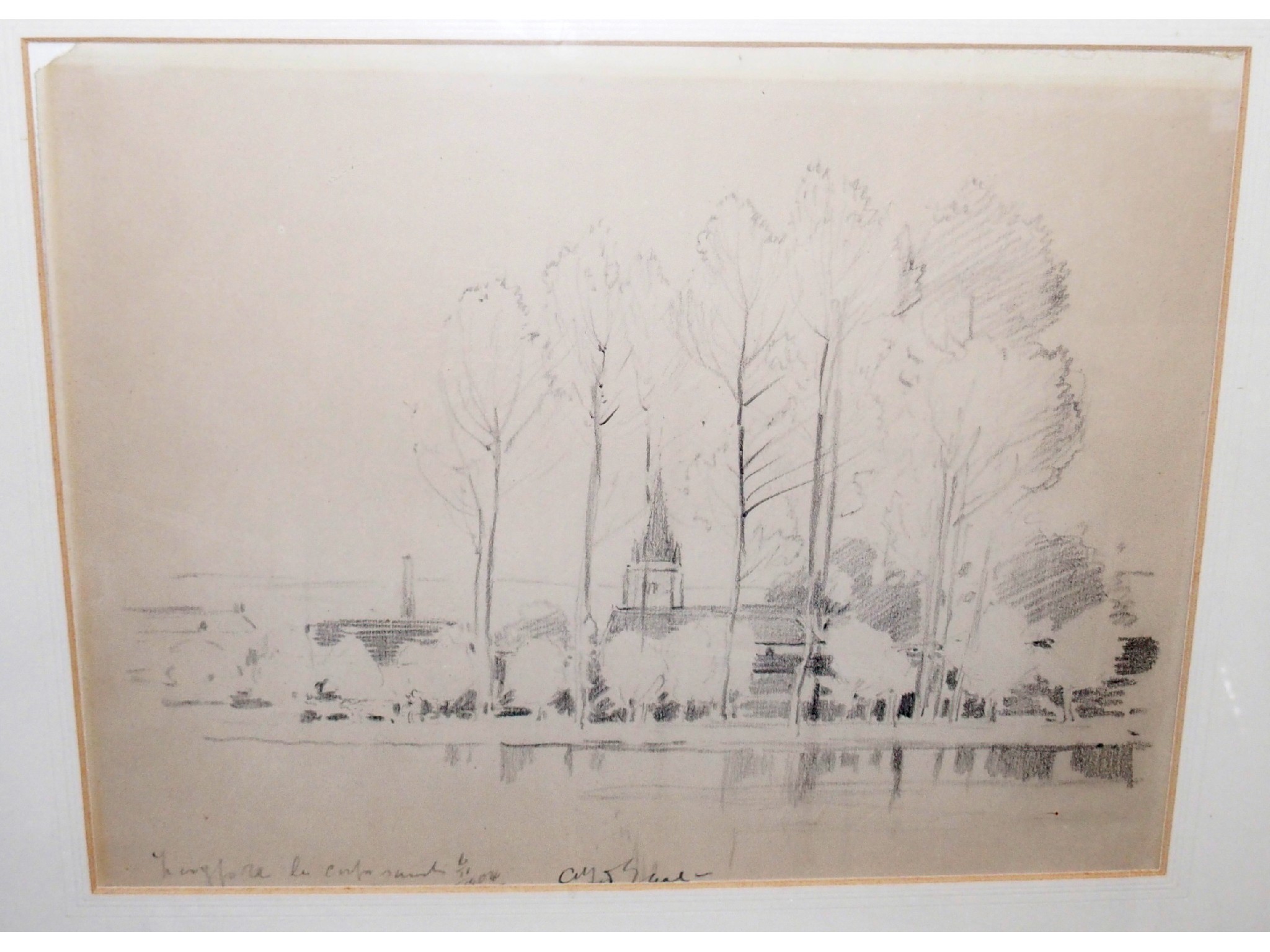 Appraisal: SIR ALFRED EAST River scene signed and dated pencil