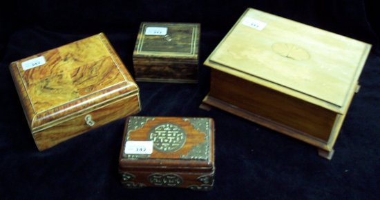 Appraisal: A marbled box with hinged cover and three other boxes