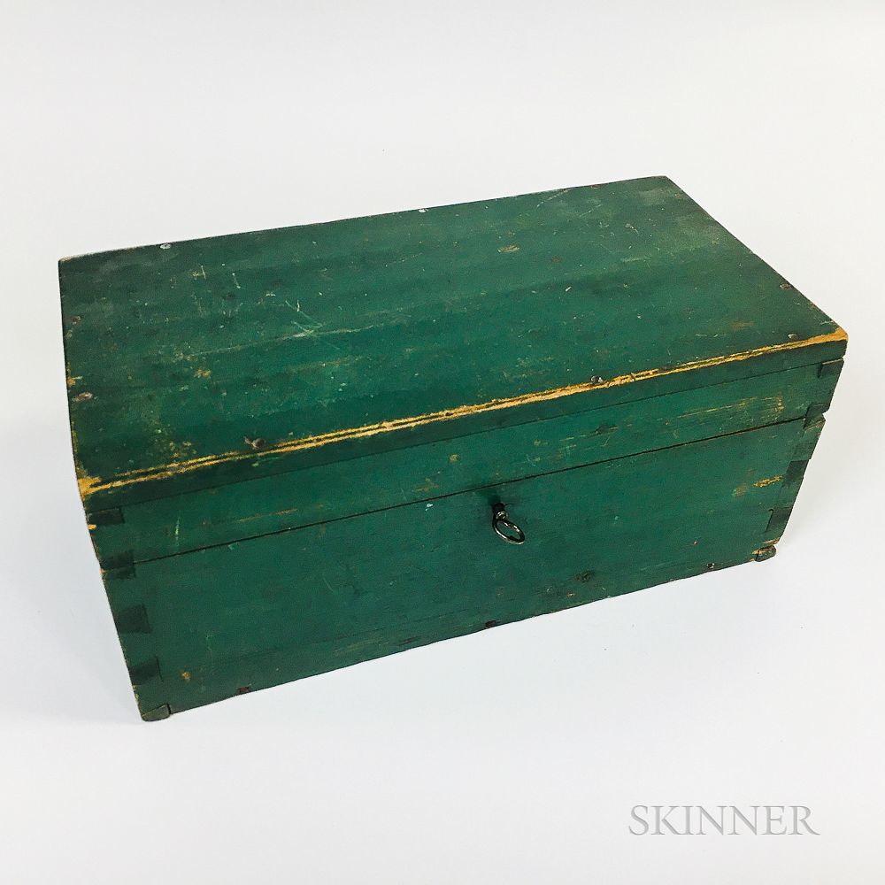 Appraisal: Green-painted Pine Document Box and a Group of Early Photography