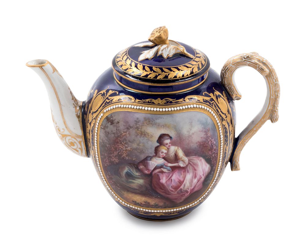 Appraisal: A Sevres Style Painted Parcel Gilt and Jeweled Porcelain Teapot