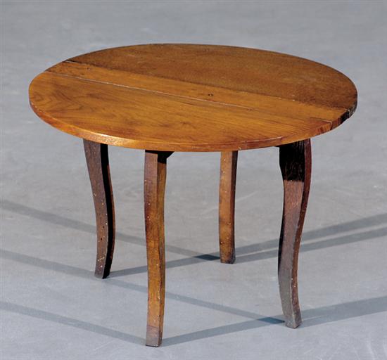 Appraisal: American miniature walnut drop-leaf table circa round drop-leaf top over