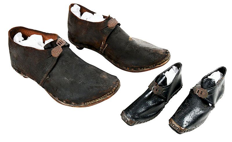 Appraisal: Two Pair Early Leather Shoes probably American late th early