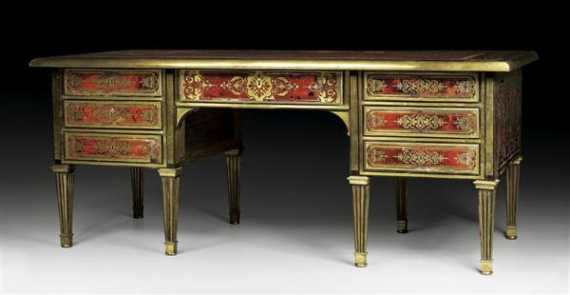 Appraisal: LARGE BUREAU-PLAT A DOUBLE FACE WITH BOULLE-MARQUETRY late Louis XVI