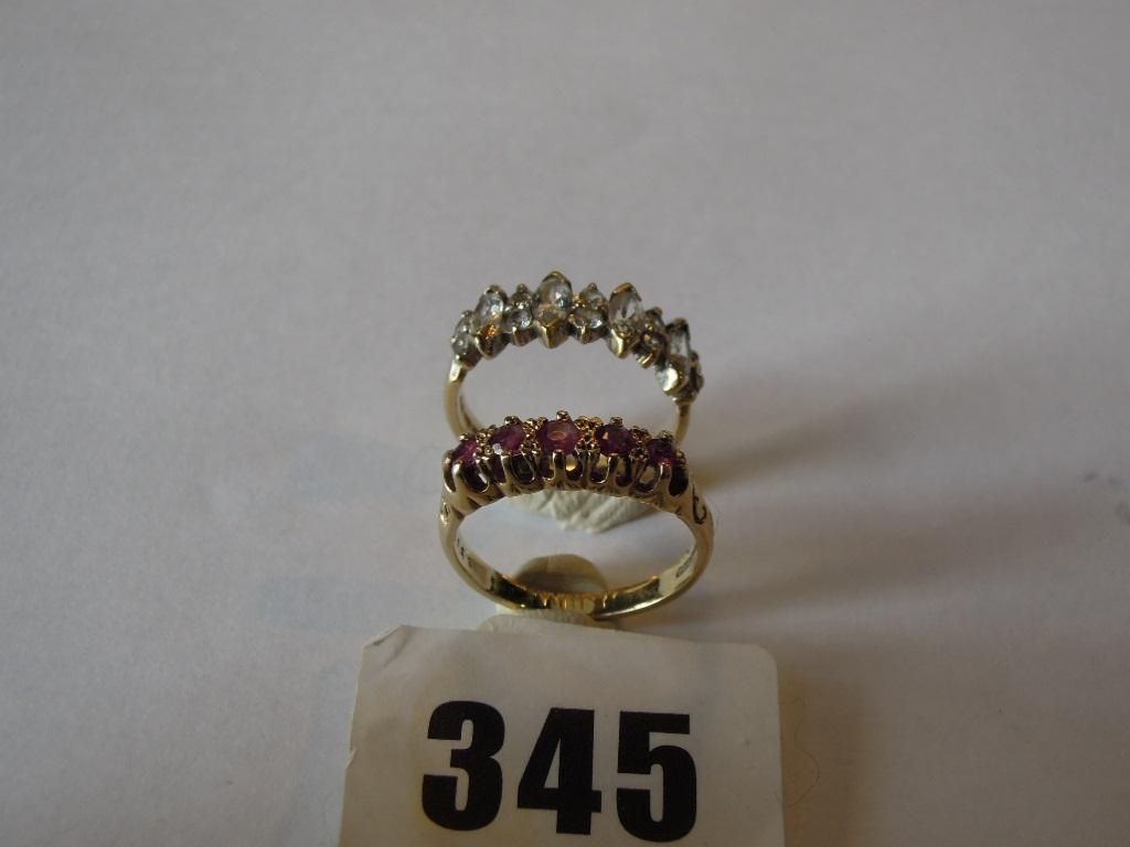 Appraisal: A ct gold five ring set with five garnet coloured