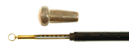 Appraisal: NOVELTY CANE - with silver top and veterinarian's thermometer The