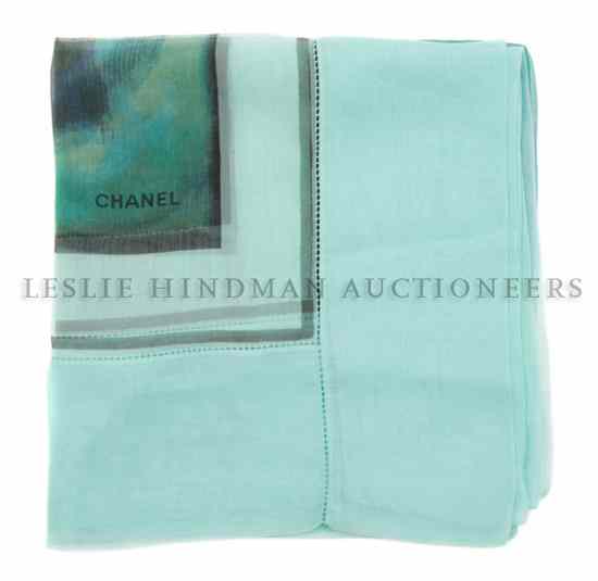 Appraisal: A Chanel Silk Scarf in a floral watercolor motif Labeled