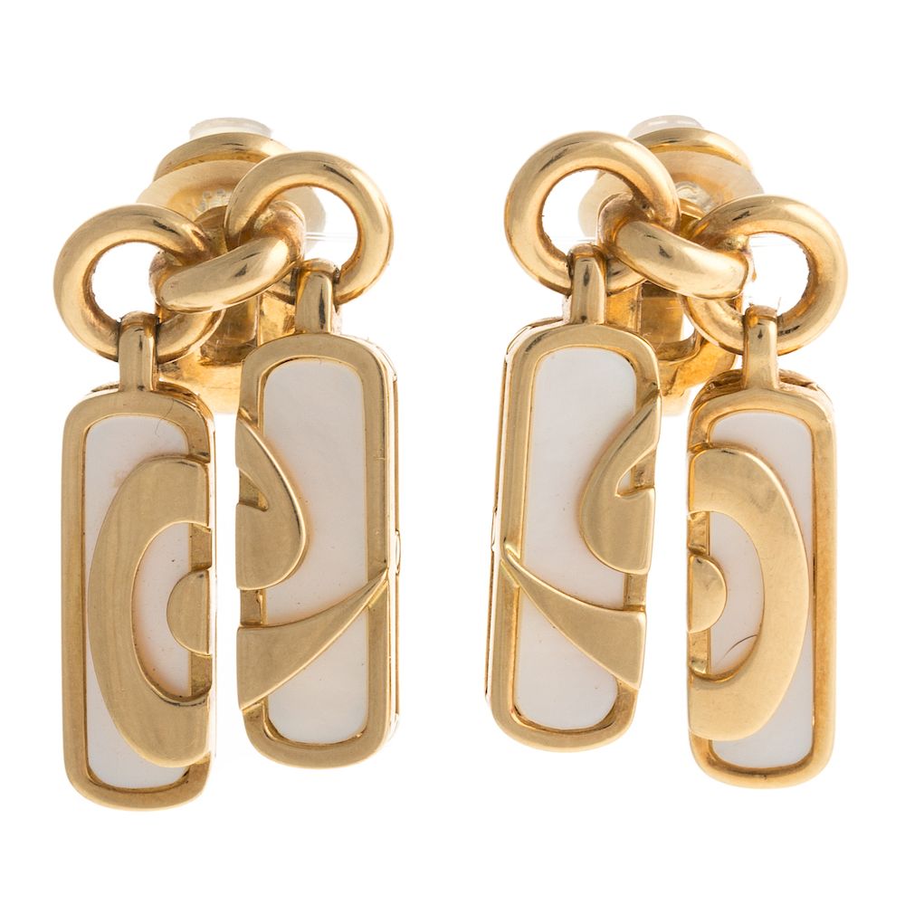 Appraisal: A Pair of K Mother of Pearl Earrings by Bvlgari