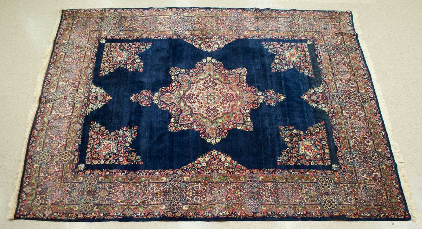 Appraisal: SEMI-ANTIQUE PERSIAN KERMAN CARPET Kerman Province southeastern Iran central floral