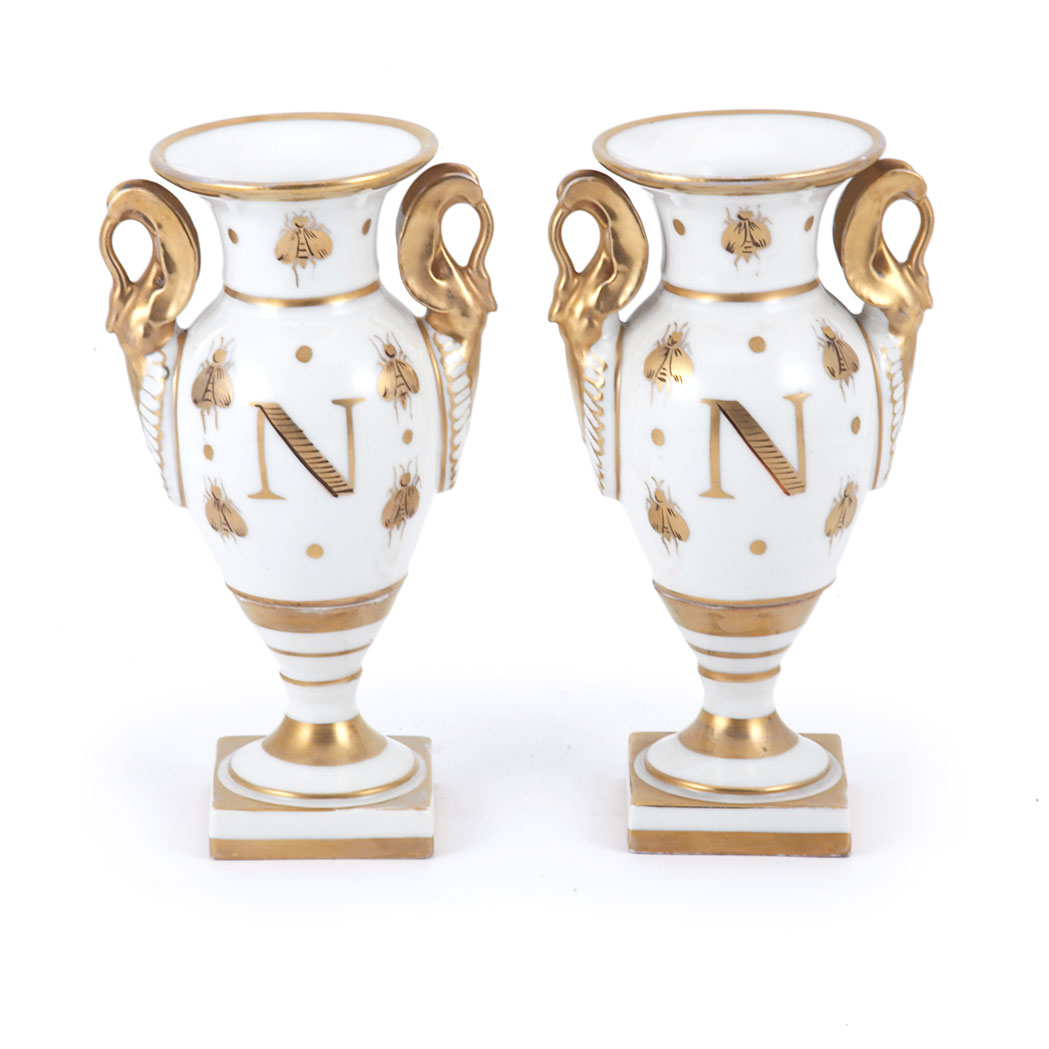 Appraisal: Pair of Continental Gilt Decorated Porcelain Vases Height inches