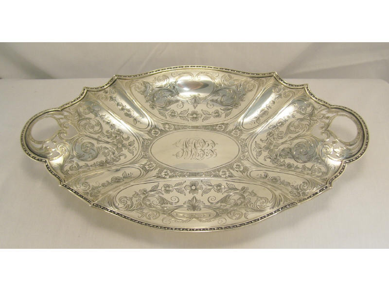 Appraisal: Gorham Sterling Oval Two Handled Tray Sterling tray with wave