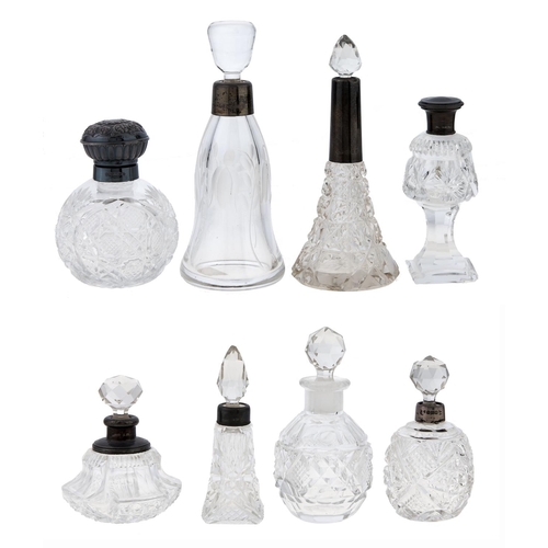 Appraisal: Six silver mounted cut or engraved glass scent bottles and