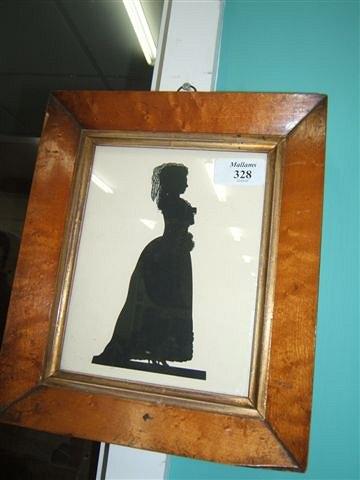 Appraisal: A th Century silhouette picture of a lady in a