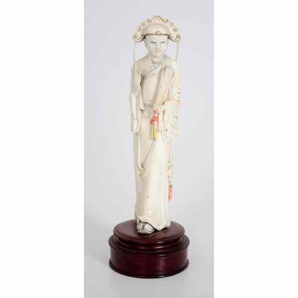 Appraisal: Chinese Ivory Goddess China a carved and polychrome painted ivory