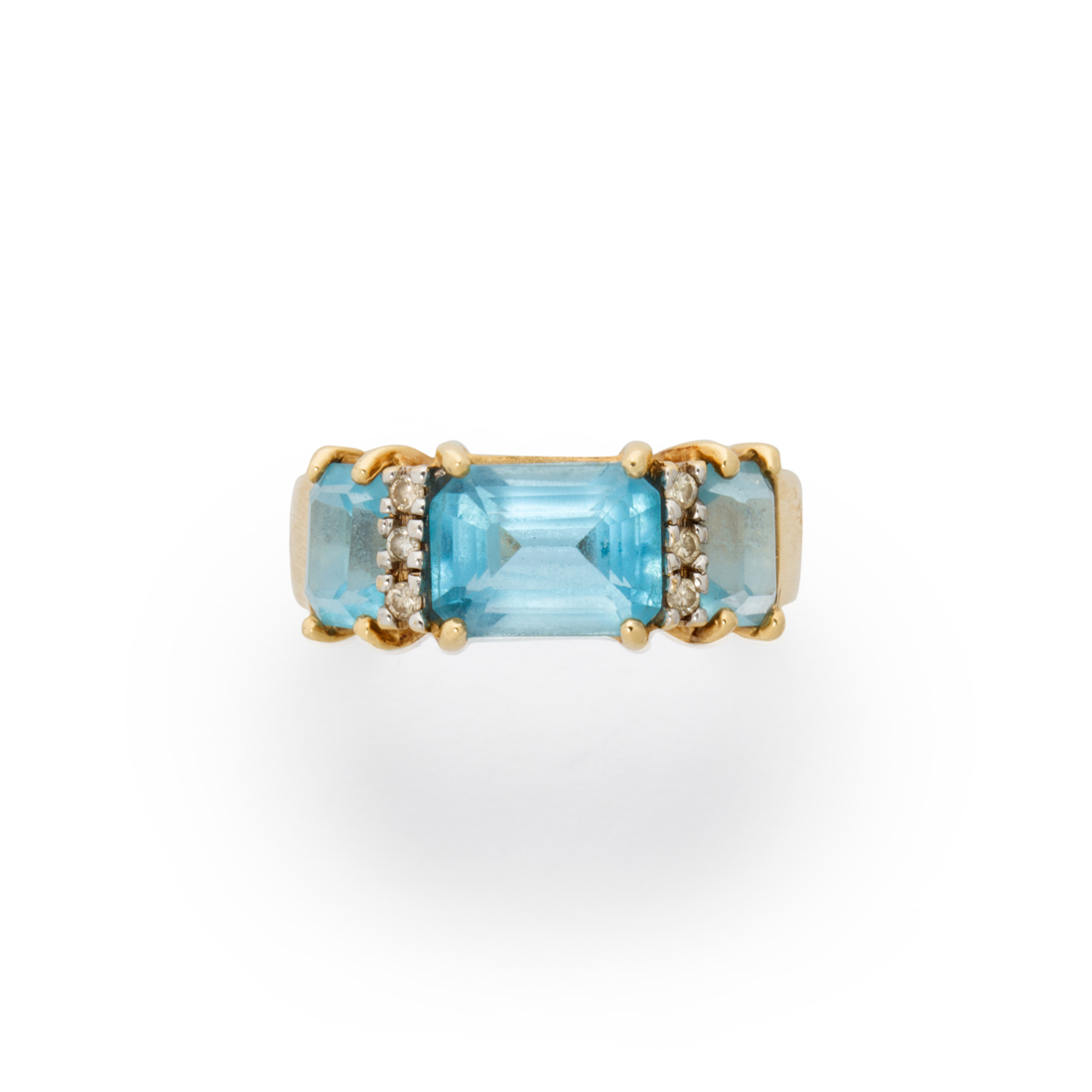 Appraisal: A BLUE TOPAZ WHITE SAPPHIRES AND FOURTEEN KARAT GOLD RING