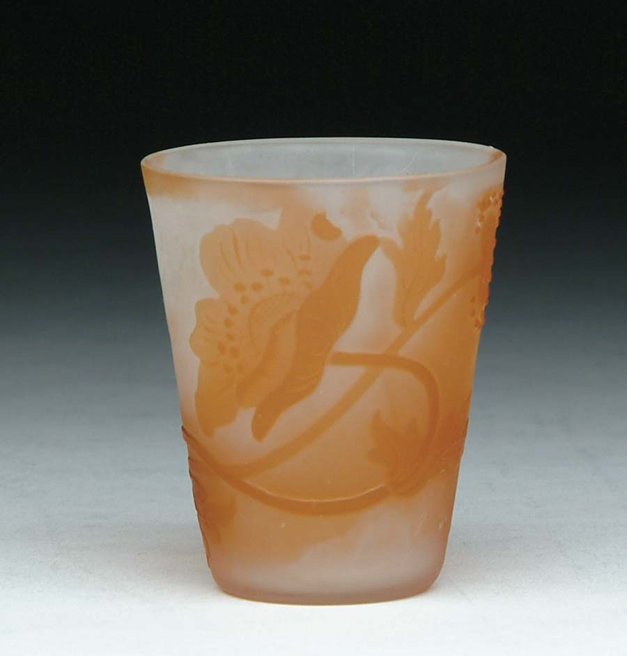 Appraisal: GALLE CAMEO SHOT GLASS Cameo decoration of flower blossoms and