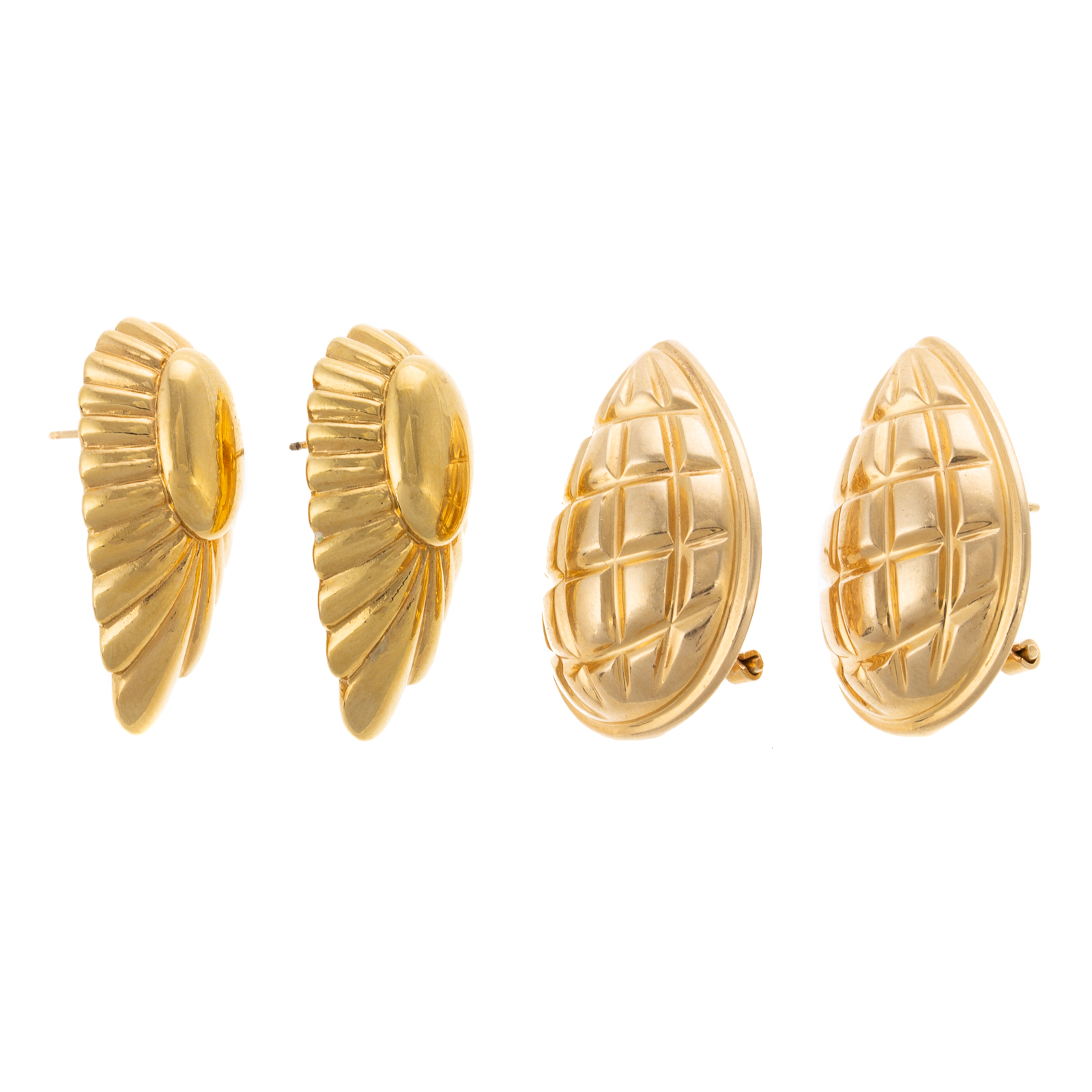 Appraisal: TWO PAIRS OF TEARDROP EARRINGS IN K K yellow gold