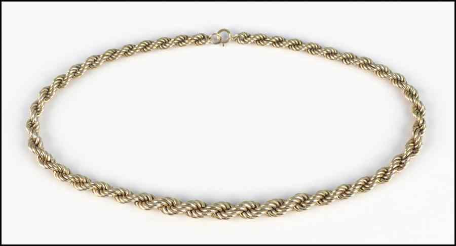 Appraisal: KARAT YELLOW GOLD ROPE TWIST NECKLACE grams Condition No Specific