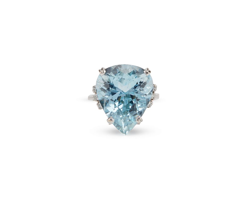 Appraisal: K Gold Aquamarine and Diamond Ring K Gold Aquamarine and