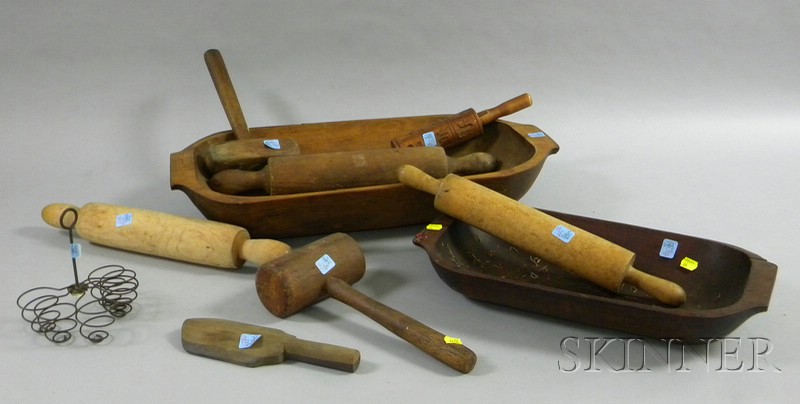 Appraisal: Ten Country Domestic Wooden and Wire Items three rolling pins