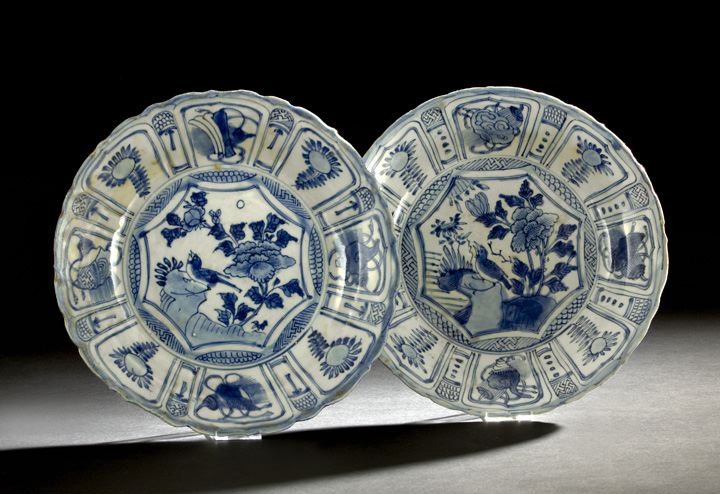 Appraisal: Pair of Chinese Export Blue and White Porcelain Kraak Plates