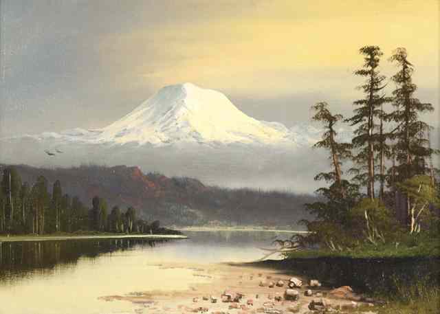 Appraisal: SCHOOL OF WILLIAM SAMUEL PARROTT oil on canvas Mount Rainier