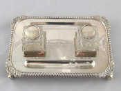 Appraisal: Naval interest A treasury style silver inkstand with cut glass