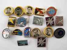 Appraisal: A quantity of Soviet Russian badges and pins including commemoratives