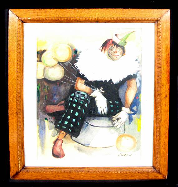 Appraisal: James Carlin Irish American - Clown with Balloons signed 'James