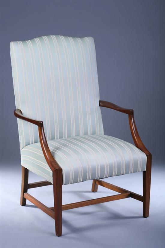 Appraisal: AMERICAN FEDERAL MARTHA WASHINGTON MAHOGANY LOLLINGCHAIR Early th Century Serpentine