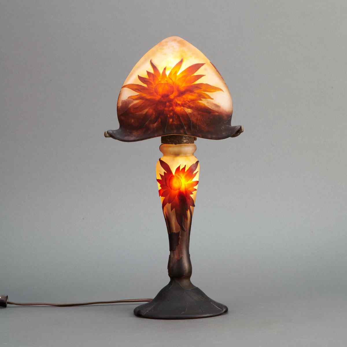 Appraisal: Daum Cameo Glass Dahlia Table Lamp early th century height