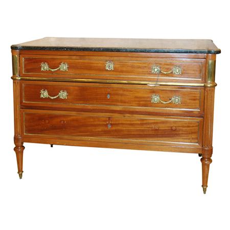 Appraisal: Louis XVI Style Marble Top Mahogany Commode Estimate nbsp nbsp