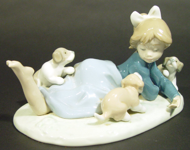 Appraisal: Lladro porcelain figure group 'Playful Romp' printed factory mark and