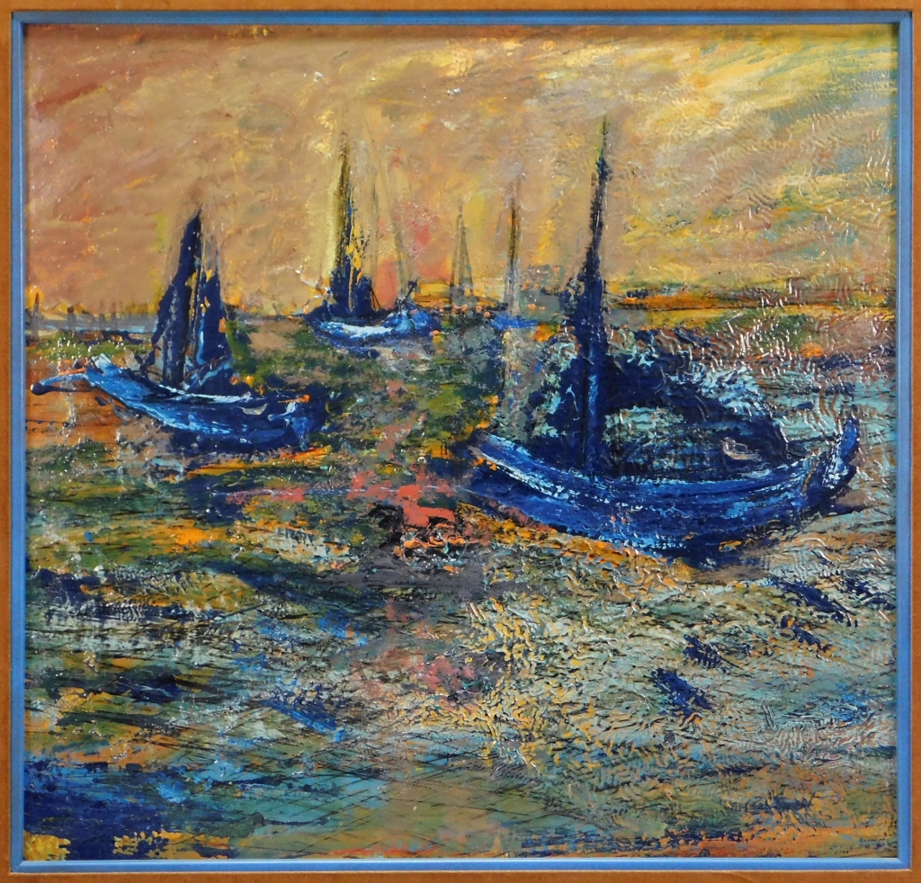 Appraisal: POST IMPRESSIONIST MARITIME SUNSET PAINTING United States th CenturyComposition of