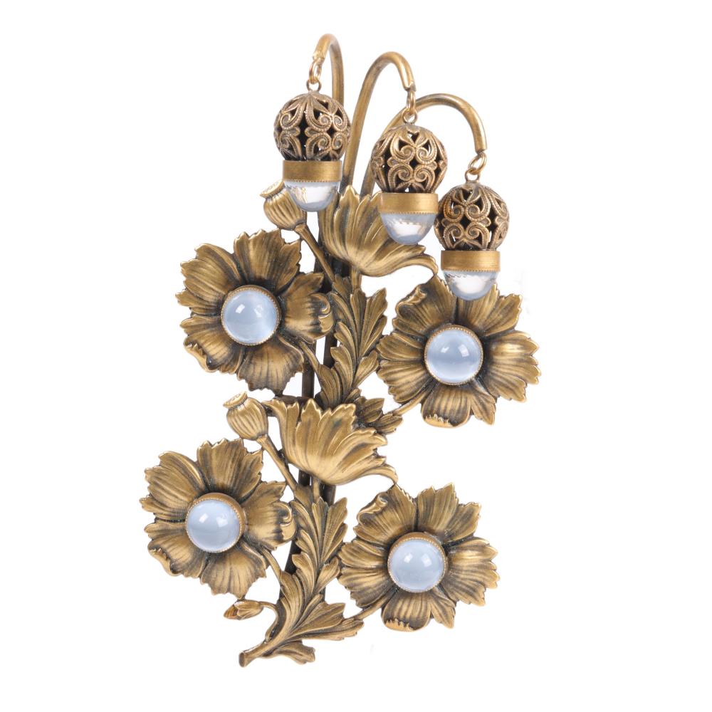 Appraisal: JOSEFF OF HOLLYWOOD MASSIVE MOONSTONE TREMBLER FLOWER BROOCH H X