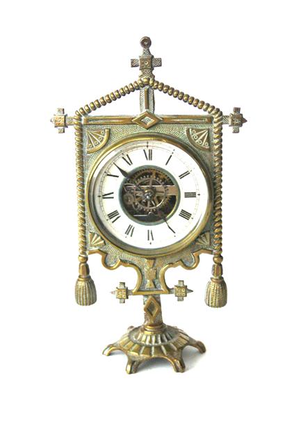 Appraisal: American Aesthetic Movement brass table clockpossibly e n welch company